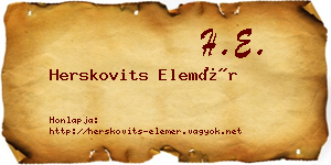 Herskovits Elemér névjegykártya