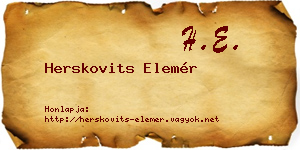 Herskovits Elemér névjegykártya